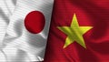 Vietnam and Japan Realistic Flag Ã¢â¬â Fabric Texture Illustration